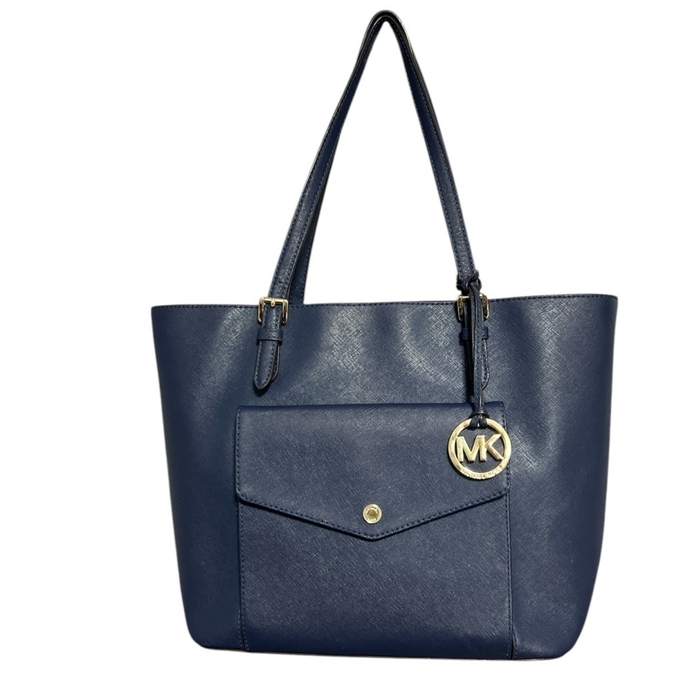 MICHAEL KORS Jet Set Saffiano Leather Navy Tote Bag